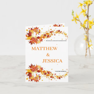 Fall Wedding Leaves with Monogram Card