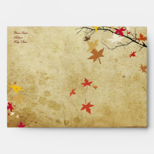 Fall Wedding / Maple Branch, Faux Parchment Envelopes