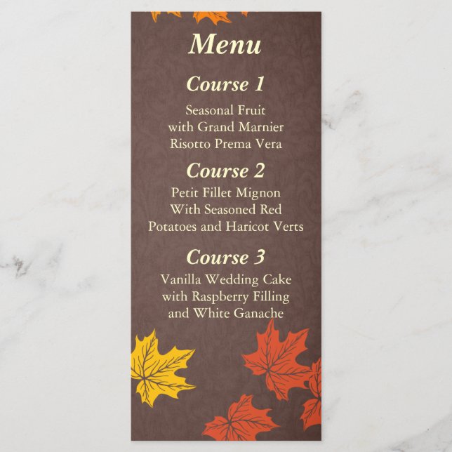 fall wedding menu (Front)