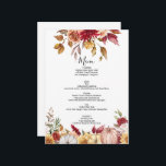 Fall Wedding Menu card floral<br><div class="desc">Elegant Floral Wedding menu.</div>
