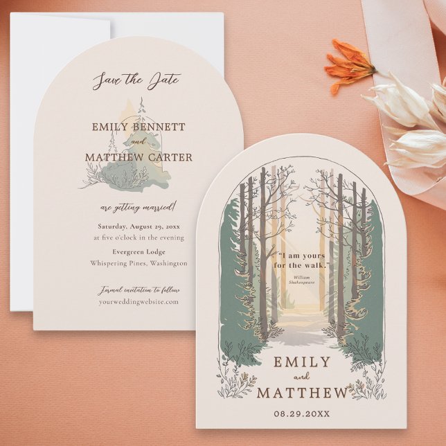 Fall Wedding Modern Rustic Elegant Simple Forest  Invitation (Creator Uploaded)
