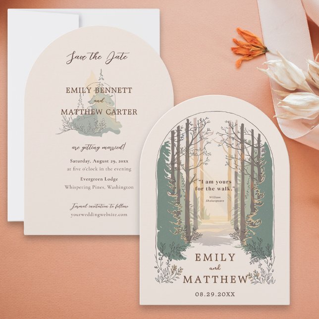Fall Wedding Modern Rustic Elegant Simple Forest  Save The Date (Creator Uploaded)