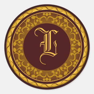 Fall Wedding Monogram Autumn Envelope Seal Sticker