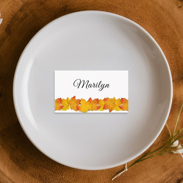 Fall Wedding Orange Leaves Blank Place Cards (Creator Uploaded)