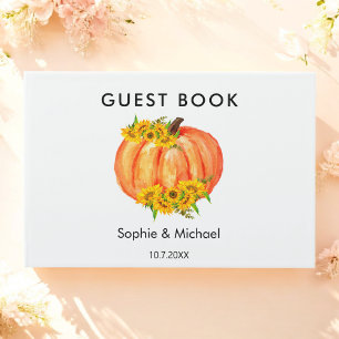 Fall Wedding Orange Pumpkin Sunflower  Guest Book