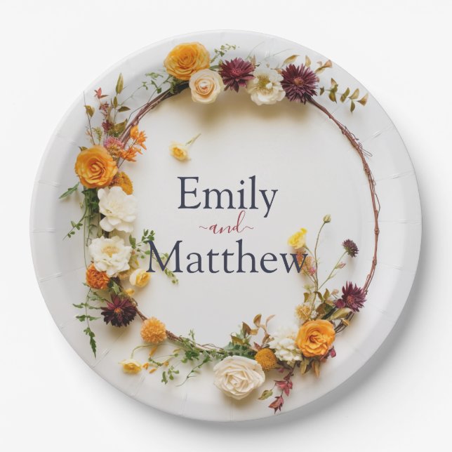 Fall Wedding Paper Plates (Front)