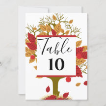 Fall Wedding Personalised Table Flat Card