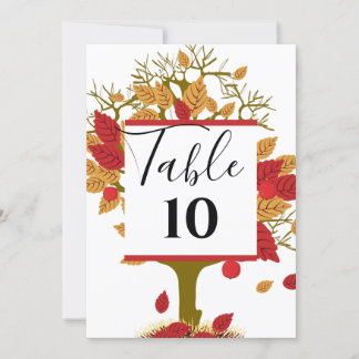 Fall Wedding Personalised Table Flat Card
