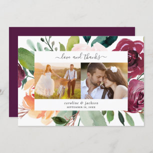 Fall Wedding Photo Thank You Card