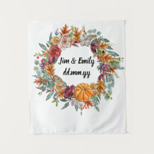 Fall Wedding Reception Backdrop Holiday Photobooth Tapestry