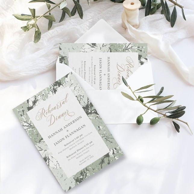 Fall Wedding Rehearsal Dinner Sage Invitation (Creator Uploaded)