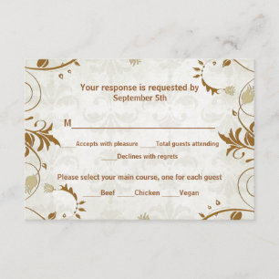 Fall Wedding Response and Meal Choice Card