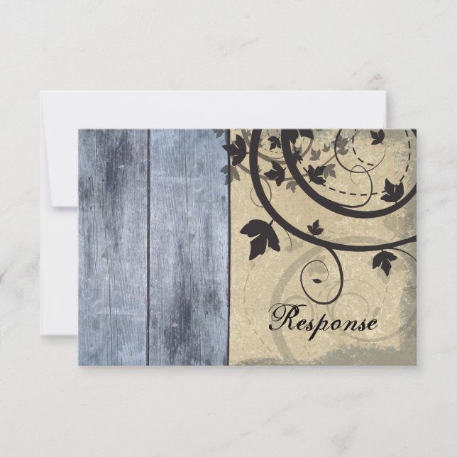 Fall Wedding Response RSVP Card Barn Board (Front)