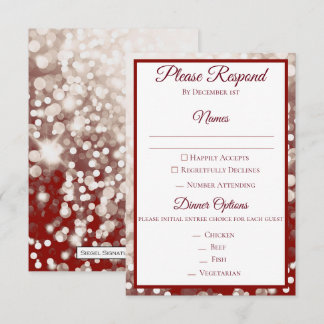 Fall Wedding RSVP - Champagne and Red Invitation