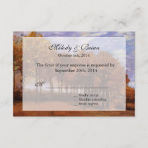 Fall wedding RSVP invitations. Autumn Landscape
