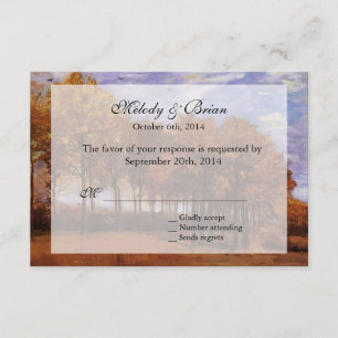 Fall wedding RSVP invitations.  Autumn Landscape Card
