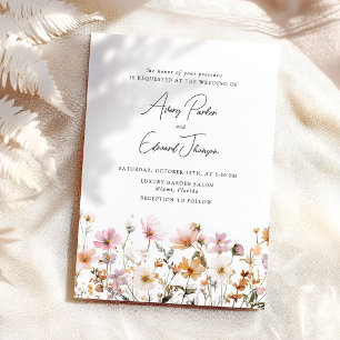 Fall Wedding Rustic Simple Watercolor Invitation