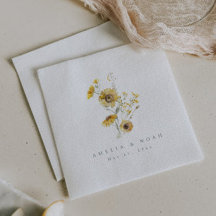Fall Wedding Rustic Sunflower Cocktail Napkins