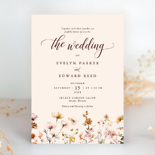 Fall Wedding Simple Floral Invitation