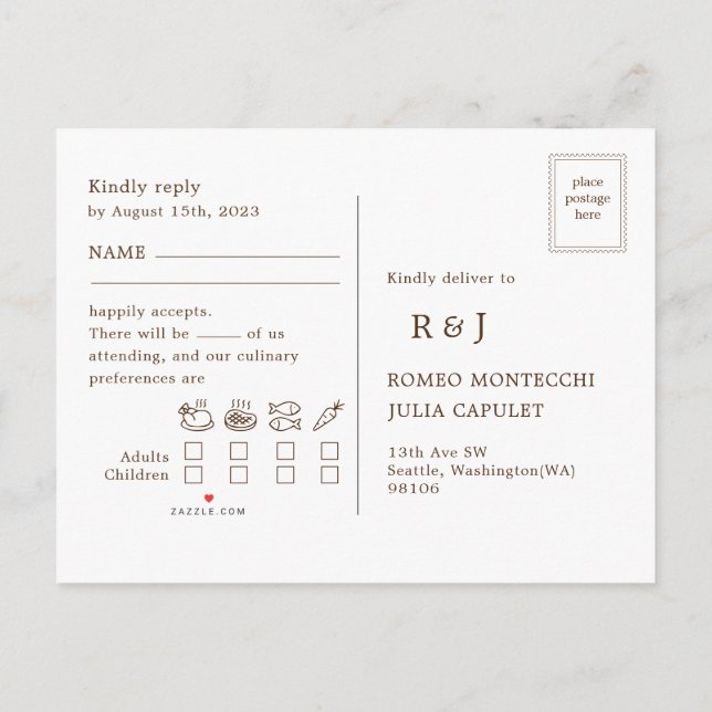 Fall Wedding Song Request RSVP Invitation Postcard (Back)