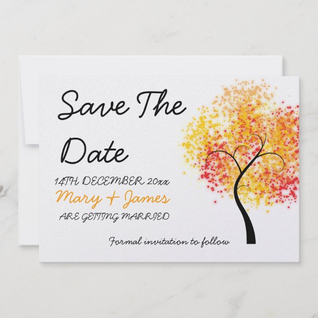 Fall Wedding Swirly Tree "Save The Date" Save The Date (Front)