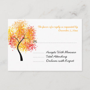 Fall Wedding Swirly Tree Wedding RSVP Card