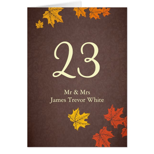 fall wedding table seating card (Front)