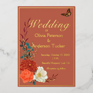 Fall Wedding Terracotta Floral Monarch Butterfly