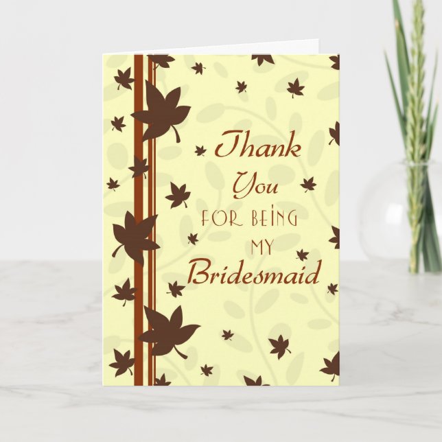 Fall Wedding Thank You Bridesmaid Card (Front)
