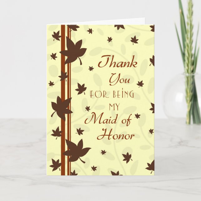 Fall Wedding Thank You Maid of Honour Card (Front)