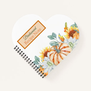 Fall Wedding Theme Bridesmaid Favour Notebook