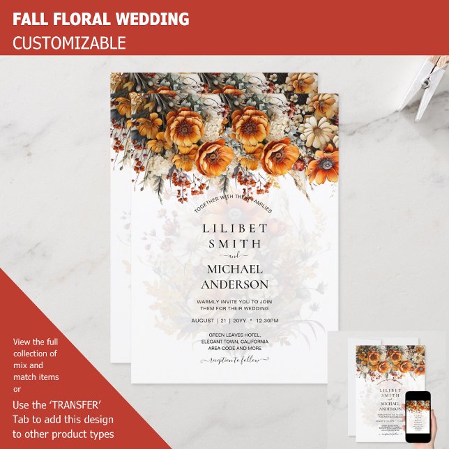 FALL WEDDING THEME | BURNT ORANGE  | RUSTIC FLORAL INVITATION (Creator Uploaded)