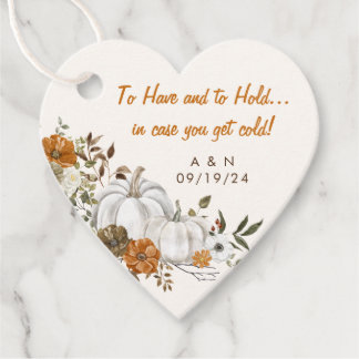 Fall Wedding Throw Blanket Rustic Floral Pumpkin Favour Tags