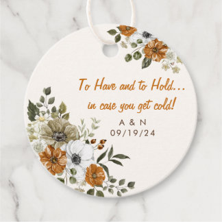 Fall Wedding Throw Blanket Rustic Flowers Favour Tags
