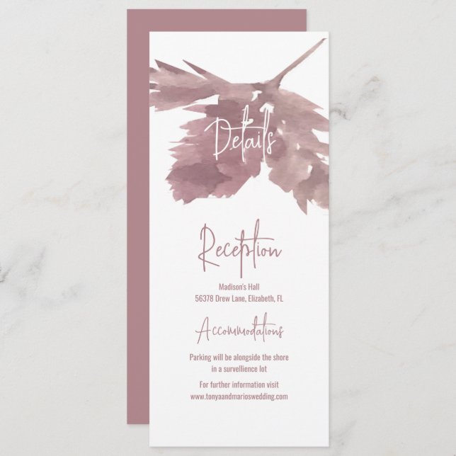 Fall Wedding Watercolor Leaf Details Invitation (Front/Back)
