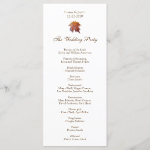 Fall Wedding Watercolor Leaf Rackckard Program