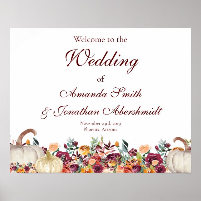 Fall Wedding Welcome Sign, Wedding Welcome Sign (Front)