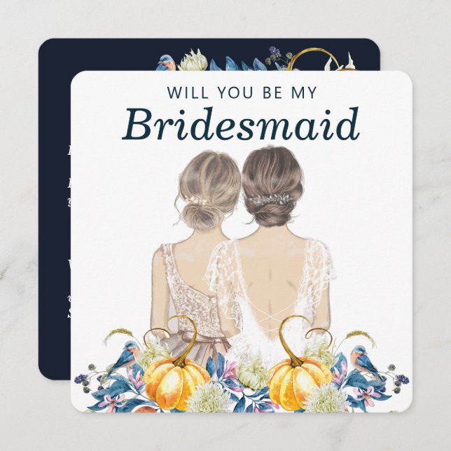 Fall Wedding Will You Be My Bridesmaid Invitation (Front/Back)