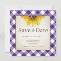 Fall Wedding With Purple Gingham Save The Date