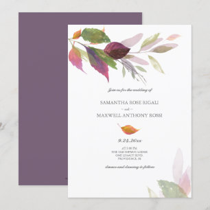 Fall Wedding With Purple Leaves Invitation