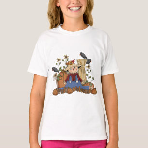 "Fall Welcome" Autumn Scarecrow Kid's Ringer T-Shirt