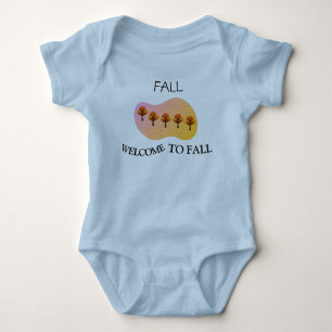 Fall Welcome To Fall Baby Light Blue Bodysuit