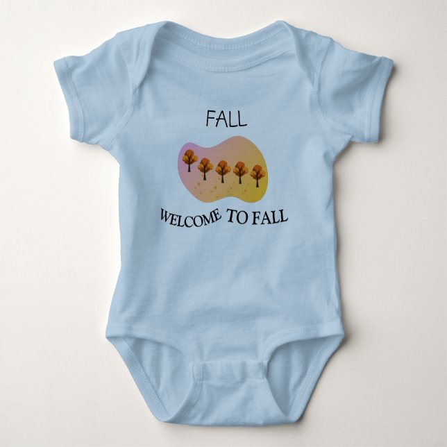 Fall Welcome To Fall Baby Light Blue Bodysuit (Front)