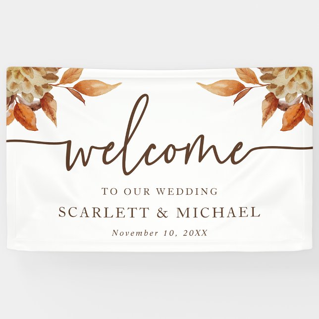 Fall Welcome Wedding Banner (White Fall Floral Welcome Sign Wedding Banner by Painted Paperie
)
