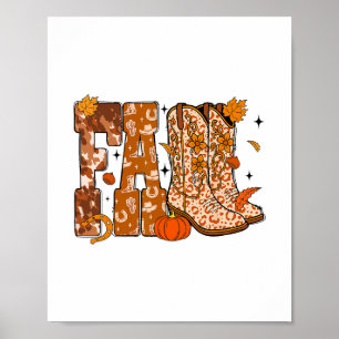 Fall Western Boots Cowgirl Halloween Thanksgiving Poster