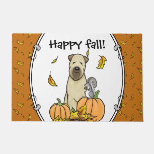 Fall Wheaten Terrier (wheaten 1b2) Pumpkins Cute Doormat