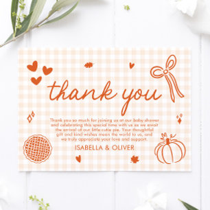 Fall Whimsical A Little Cutie Pie Thank you card