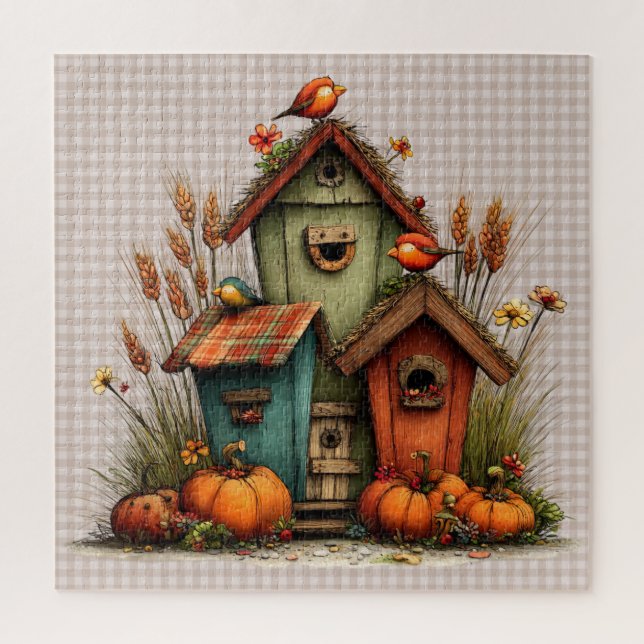 Fall Whimsical Birdhouse Puzzle (Vertical)