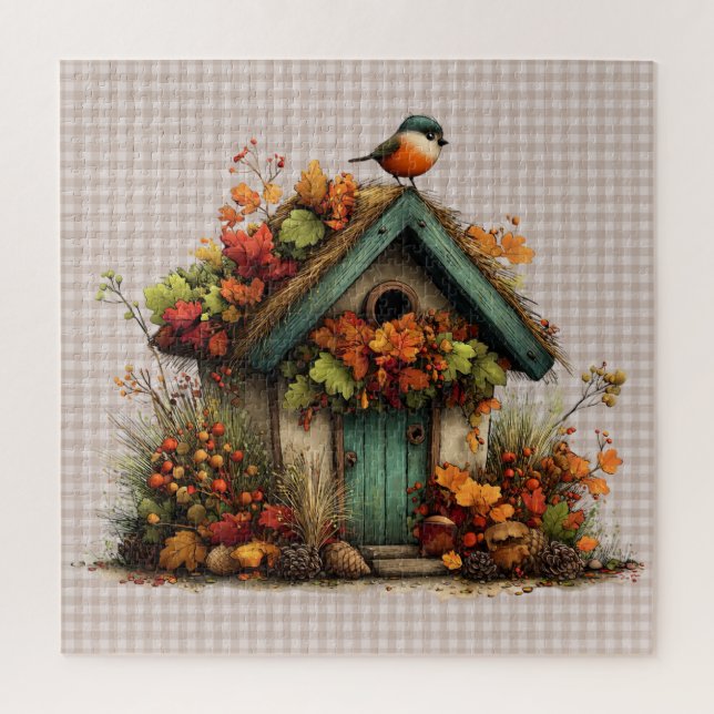 Fall Whimsical Birdhouse Puzzle (Vertical)