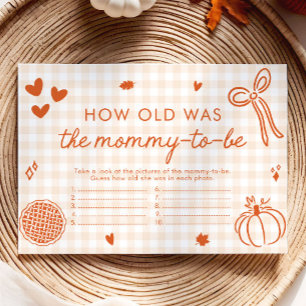 Fall Whimsical How Old Was Mummy Baby Shower Game Enclosure Card